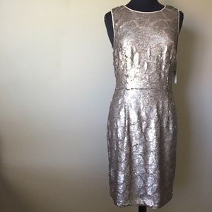 Antonio Melani Gold Sheath Sequin Dress Size 10